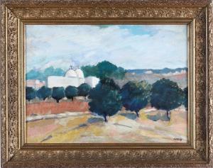 PARADISI Vittorio 1934,Paesaggio con alberi con sfondo di case,Cambi IT 2023-04-14