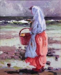 PARDO GONZÁLEZ Manuel 1955,Woman with Basket Staring at Sea,Clars Auction Gallery US 2019-01-20
