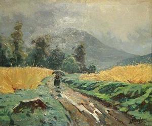 PARES FERRAZ Joan 1900-1900,Paisaje.
 Oleo sobre lienzo. 46 x 55 cms,Brok ES 2007-09-27