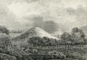 PARIS Pierre Adrien 1745-1819,Paysage italien à l'aqueduc et au tumulus,Beaussant-Lefèvre 2022-11-18