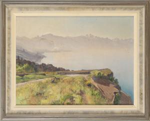 PARISOD Charles 1891-1943,Vue sur le Léman,1928,Dogny Auction CH 2019-03-12