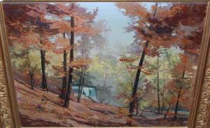 PARISOD Charles 1891-1943,Waldstück mit kleinem Wasserfall,Schuler CH 2009-09-14