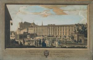 PARISOT Pierre Alexandre 1750-1820,VUE DE L\’HÔTEL DU PREMIER PRÉSIDENT DE LA C,Versailles Enchères 2021-06-13