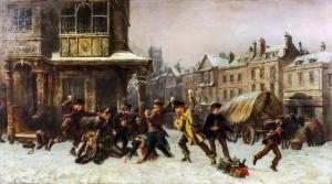 PARK Henry,Boys having a snowball fight in a street,19th Century,Canterbury Auction 2019-11-26