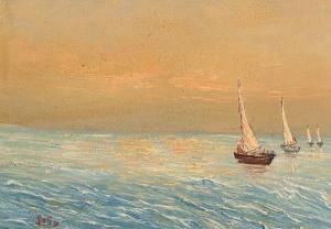 PARK SO YOUNG 1900-1900,Boats at sunset.,Bonhams GB 2006-08-16