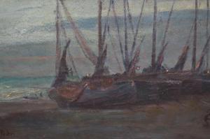 PARKER A.,coastal view at dusk with beached boats,20th Century,Lawrences of Bletchingley 2022-07-19