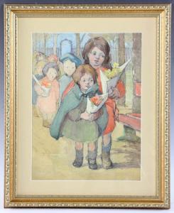 Parker Emma Alice 1876-1958,children holding flowers,Kaminski & Co. US 2018-11-24