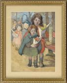 Parker Emma Alice 1876-1958,Procession of children holding flowers,Eldred's US 2017-11-02