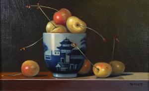 PARKER IAN 1955,Still life of cherries held in a Chinese blue and white bowl,Morphets GB 2021-11-25