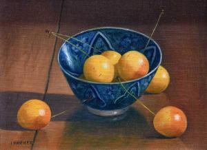 PARKER IAN 1955,Still life with orange cherries in a blue bowl,Tennant's GB 2022-04-29
