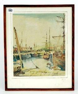 PARKER Sydney Hugh,fishing boats within harbour walls with ,Fieldings Auctioneers Limited 2010-10-23