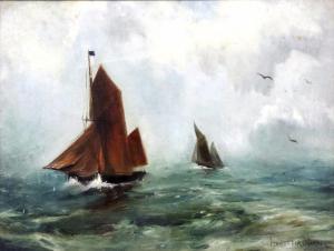 PARKER Sydney Hugh,Marine scene with two sailing ships in rough seas,Canterbury Auction 2016-08-02