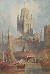 PARKMAN Alfred Edward 1852-1930,Continental townscape,Peter Wilson GB 2022-10-20