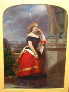 PARRIS Edmund Thomas 1793-1873,Full length portrait of lady with redcloak.,1857,Bonhams 2008-10-27