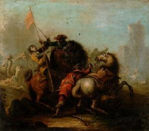 PARROCEL Joseph des Batailles 1646-1704,Cavalry Skirmish,Sotheby's GB 2003-07-09