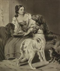 PARROTT J.H,Seated woman with four dogs,1854,Canterbury Auction GB 2011-05-24