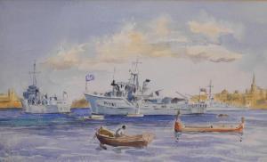 PARRY LEIGH 1919-2017,Naval ship in waters, numbered M1161,Golding Young & Co. GB 2021-04-15