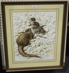 PARRY Snr. David Henry 1793-1826,Study of Otters,Tooveys Auction GB 2017-12-29