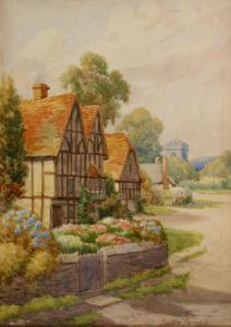 PARSONS Beatrice Emma,View of an English Village with Tudor Cottage,1911,Weschler's 2005-04-16