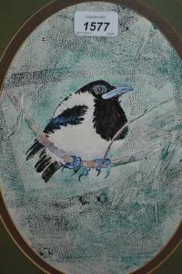 PARSONS JOY 1914-2012,a young magpie, label verso,Lawrences of Bletchingley GB 2017-11-28