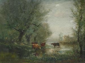 PARTON Arthur B 1842-1914,In the WoodCows Watering,Shapiro Auctions US 2023-06-15