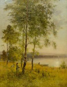 PARTON Ernest,Birch Trees in an Extensive Riverscape with Figure,5th Avenue Auctioneers 2023-09-03