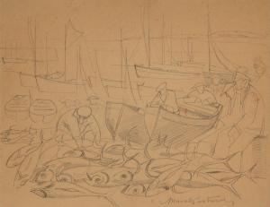 PARTURIER Marcel 1901-1976,Le déchargement du poisson,Art Richelieu FR 2024-02-15