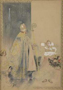PARYS Alphonse 1885-1936,La visite de saint Nicolas,Daguerre FR 2021-12-15