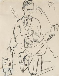 PASCIN Jules 1885-1930,Le fumeur et son chat,Bonhams GB 2024-03-13