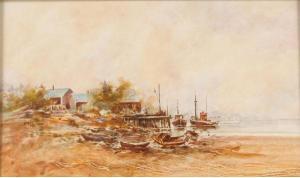 PASCOLINI Asterio 1932,Harbor landscape,1976,Ripley Auctions US 2009-09-26