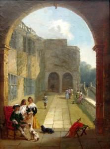 PASMORE John F 1841-1866,King & Courtiers in Courtyard,1857,Westbridge CA 2015-12-06