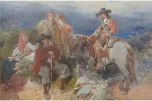 PASQUIER A 1800,Mounted Carolean Horseman meeting Travellers on th,David Duggleby Limited 2015-09-14