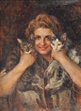 PASSARO Pablo Emilio 1878-1956,Donna con gatti,1878,Vincent Casa d'Aste IT 2016-10-25