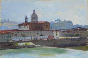 Passaro Paolo Emilio,Veduta del Cestello a Firenze,1914,Galleria Pananti Casa d'Aste 2024-02-16