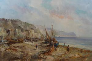 PASSIN M,A Mediterranean beach scene with fishing boats and,Dickins GB 2007-11-10