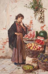 PASSINI Ludwig Johann 1832-1903,Young Italian Lady at a Fruit Stall,Lempertz DE 2022-11-19
