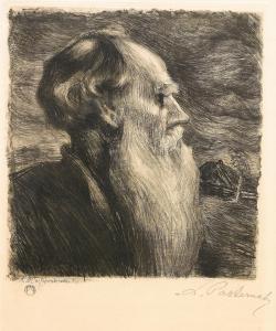 PASTERNAK Leonid Ossipovich 1862-1945,A Profile portrait of Lev Tols,1906,Stockholms Auktionsverket 2005-12-09