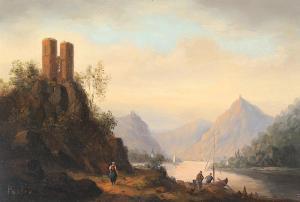 PASTOR,Blick in das Rheintal mit Rolandsbogen und Drachen,19th century,Von Zengen 2021-09-10