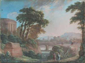 PATEL Pierre 1605-1676,Paysage à la rivière avec personnages en chemin (L,Doutrebente FR 2023-06-16