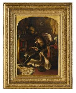 PATON Hubert 1840-1900,A Girl Reading in an Interior,1885,Leonard Joel AU 2020-08-25