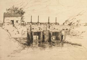 PATON Hugh 1853-1927,Twin canal locks,1924,Capes Dunn GB 2020-06-30