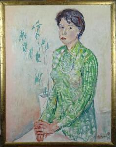 PATOUX Emile Joseph 1893-1985,Jeune femme à la robe verte,1982,Monsantic BE 2022-09-04