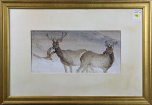 PATRICK QUINN Thomas 1938,Tule Elk and Long Billed Curlew,1997,Clars Auction Gallery US 2017-01-14