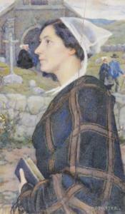 PATTEE Elsie Dodge 1876,Bretonne devant l'église,Brissoneau FR 2014-10-15