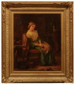 PATTEN Alfred Fowler 1829-1888,Seated Young Lady,1880,Neal Auction Company US 2022-01-29