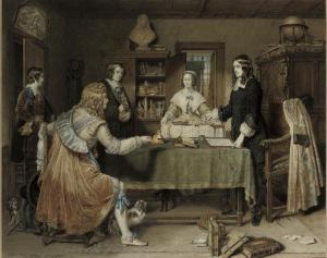 PATTERN William VanDyke 1800-1800,The poet, Andrew Marvell, being offered a commiss,1860,Christie's 2008-03-12