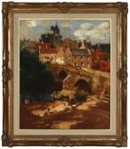 PATTERSON JAMES,Figures on a bridge in a Scottish town scene,1905,John Moran Auctioneers 2009-12-08