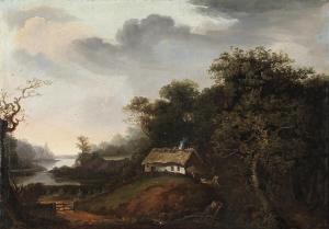 PAUELSEN Erik,A landscape with a river and a wanderer approachin,Bruun Rasmussen 2024-01-22