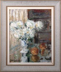 PAUKSTIENE Jadvyga,Still Life with a Vase of Chrysanthemums and ,1961,New Orleans Auction 2009-08-08