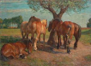PAUL Ernst 1877-1947,Pferde im Sonnenschein,Wendl DE 2019-02-28